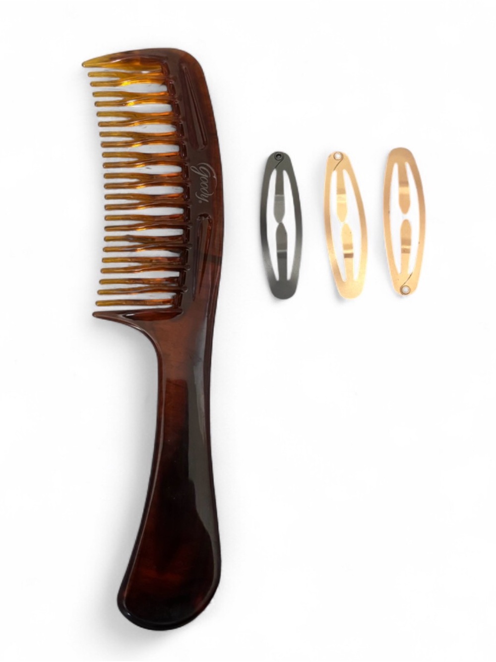 Vintage Goody Tortoiseshell Comb + Metal Barrette Hair Accessory Set